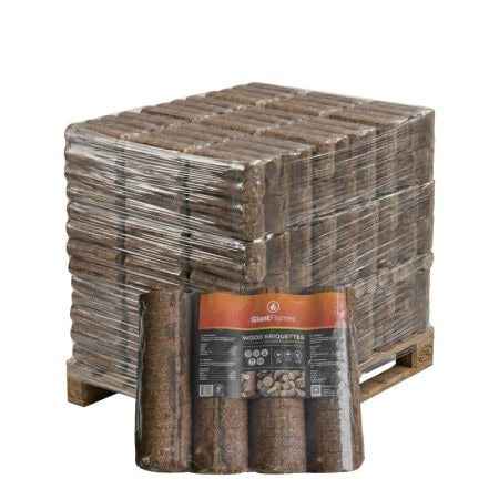 Brykiet drzewny okrągły PEFC – pełna paleta 912 kg (190 paczek × 4,8 kg)