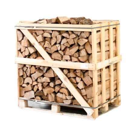 Drewno do kominka z dębu – suszone w komorze, polana 25 cm, połowa palety (450 kg)
