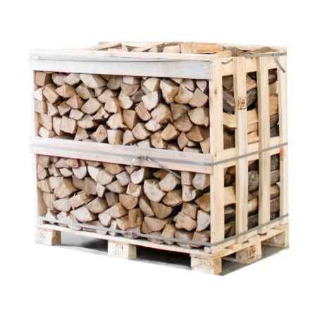 Drewno do kominka z grabu – suszone w komorze, polana 25 cm, połowa palety (450 kg)