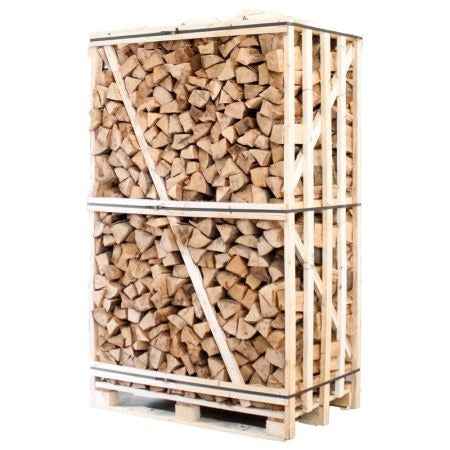 Drewno do kominka z buku – suszone w komorze, polana 33 cm, pełna paleta (900 kg)