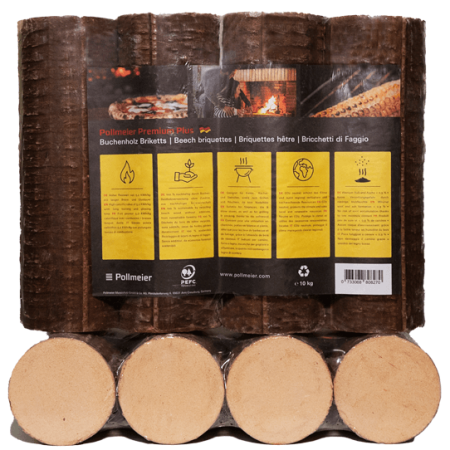 Brykiet bukowy okrągły – połowa palety 480 kg (48 paczek × 10 kg) – zdjęcie